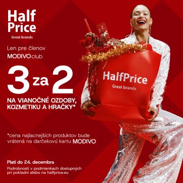 Získajte 3, zaplaťte za 2 v HalfPrice!