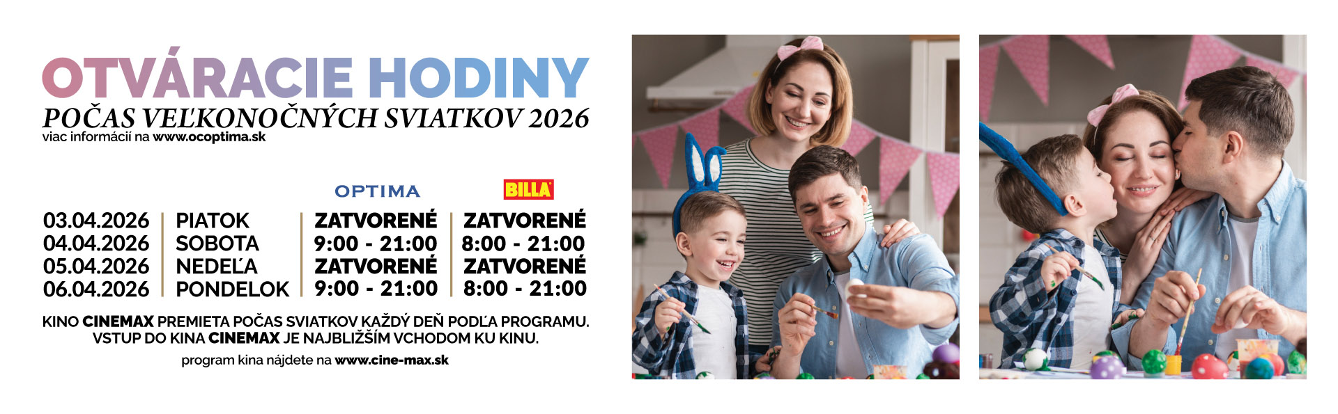 Otváracie hodiny počas veľkonočných sviatkov 2026